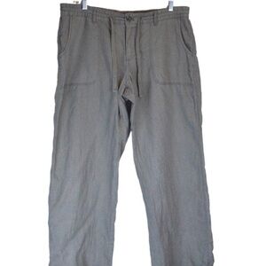 GAP Flax/Cotton Wide Leg Drawstring Pants, Size 12 - Troop Green
